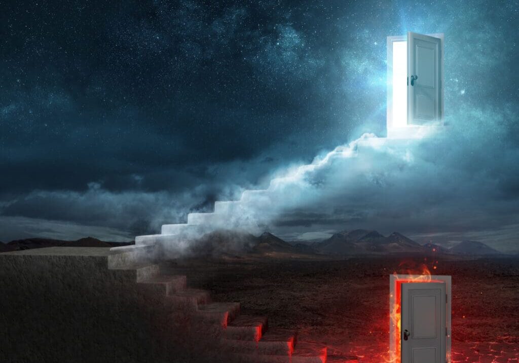 Stairs For Heaven And Hell - Religious Choice - Contain 3d Rendering